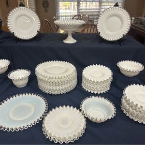 Lot of Fenton ruffled silver crest